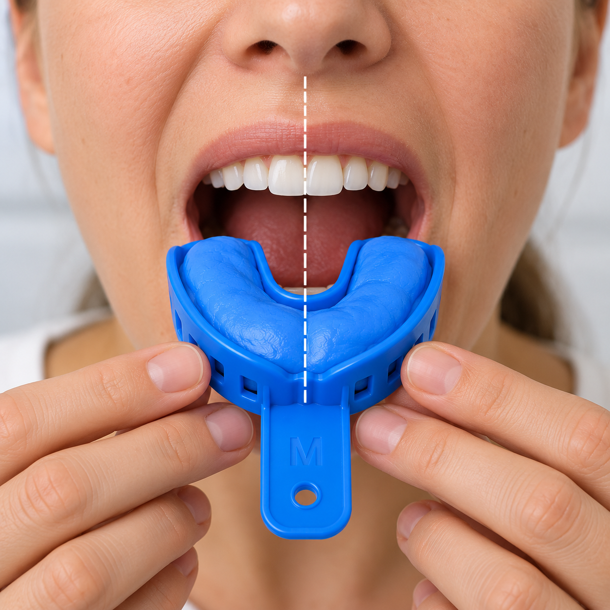 Centring a dental impression tray before seating