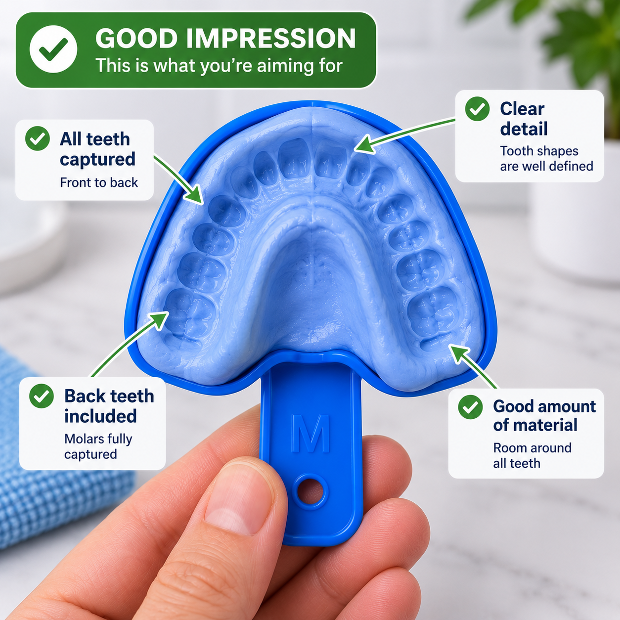 Removing and checking a finished dental impression