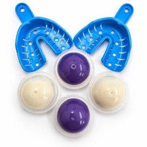 Dental impression trays with base and catalyst putty